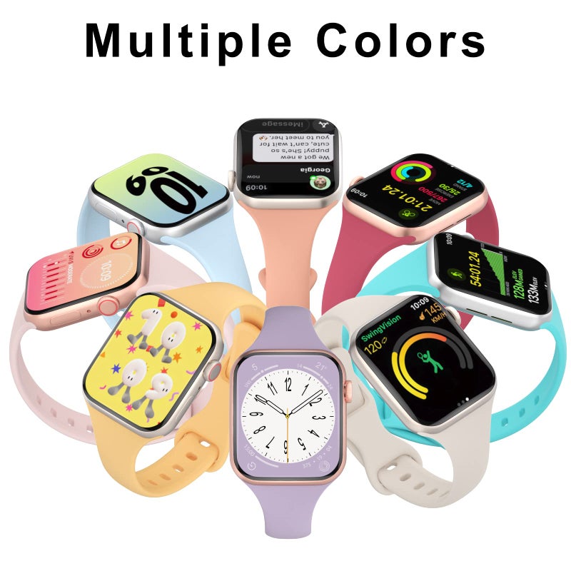DYKEISS Sport Slim Silicone Band Compatible for Apple Watch Band 38mm 42mm 40mm 44mm 41mm 45mm 49mm, Thin Soft Narrow Replacement Strap Wristband for iWatch Ultra Series 8/7/SE/6/5/4/3/2/1 Women Men - Image 2